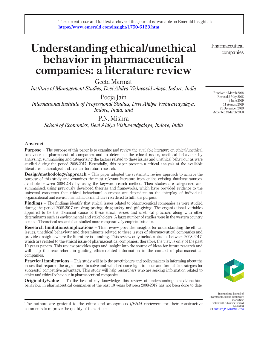 (PDF) Understanding behavior in pharmaceutical