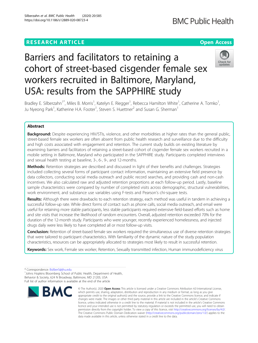 Pdf Barriers And Facilitators To Retaining A Cohort Of Street Based Cisgender Female Sex 