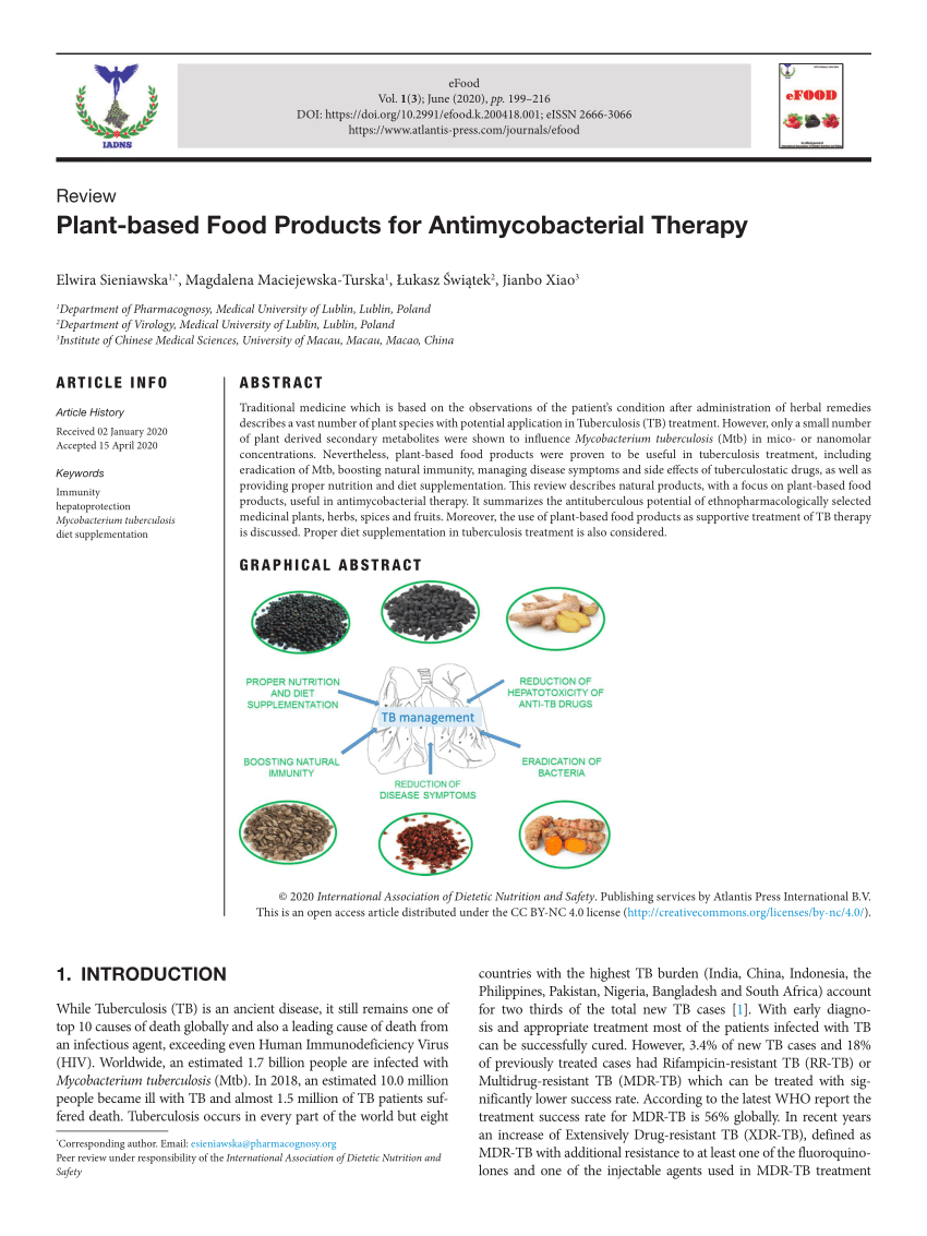 PDF) Plant-based Food Products for Antimycobacterial Therapy