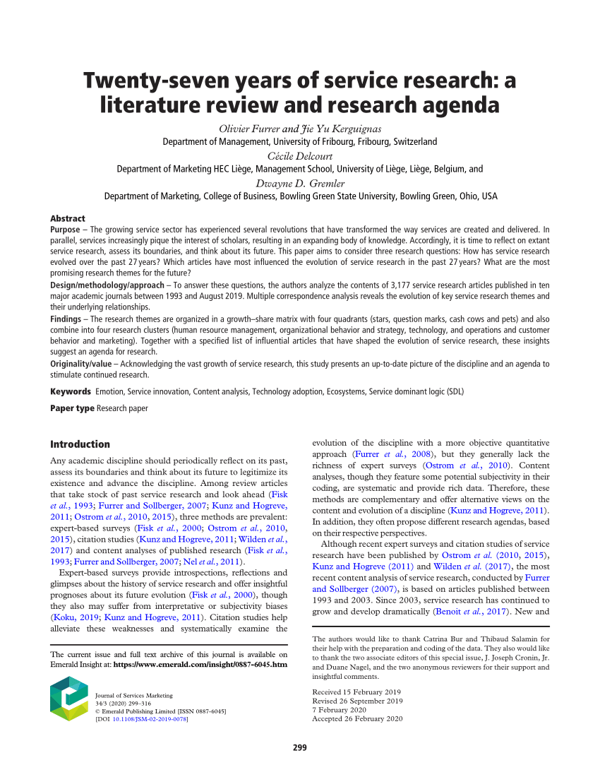 review of service research
