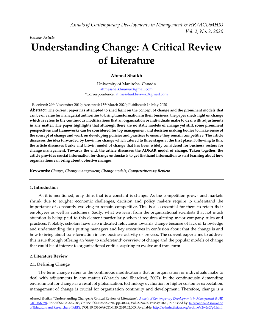 critical review of the literature