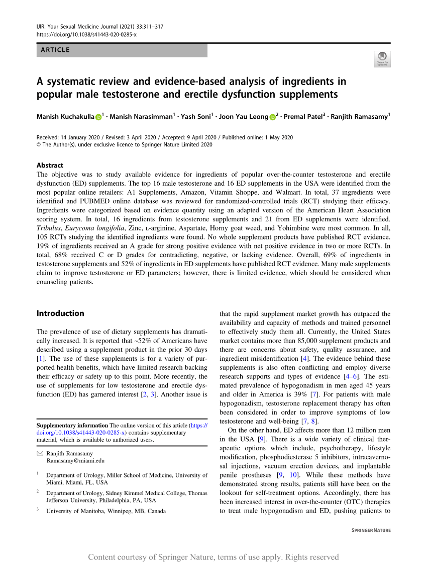 A systematic review and evidence based analysis of ingredients in