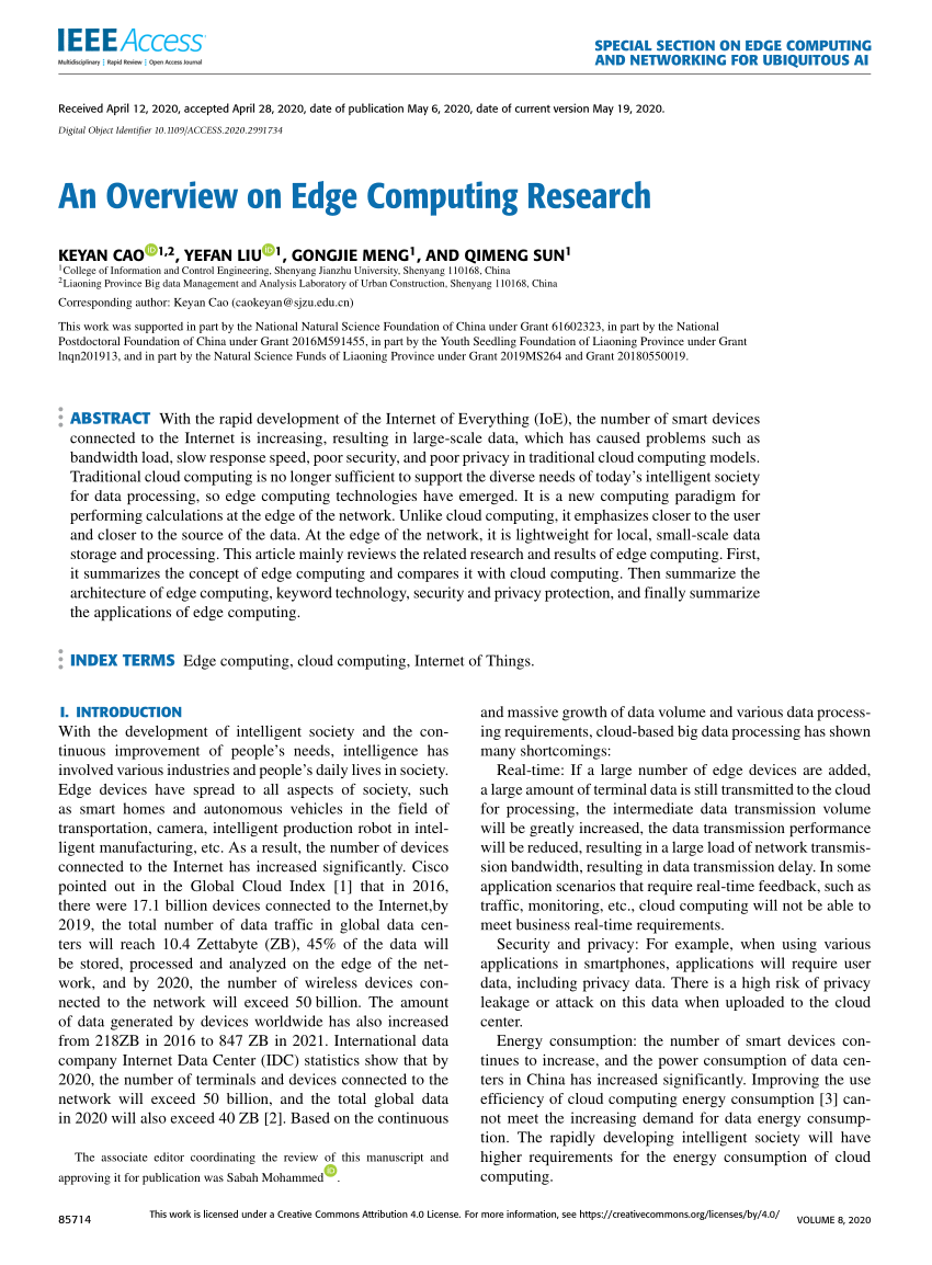(PDF) An Overview on Edge Computing Research