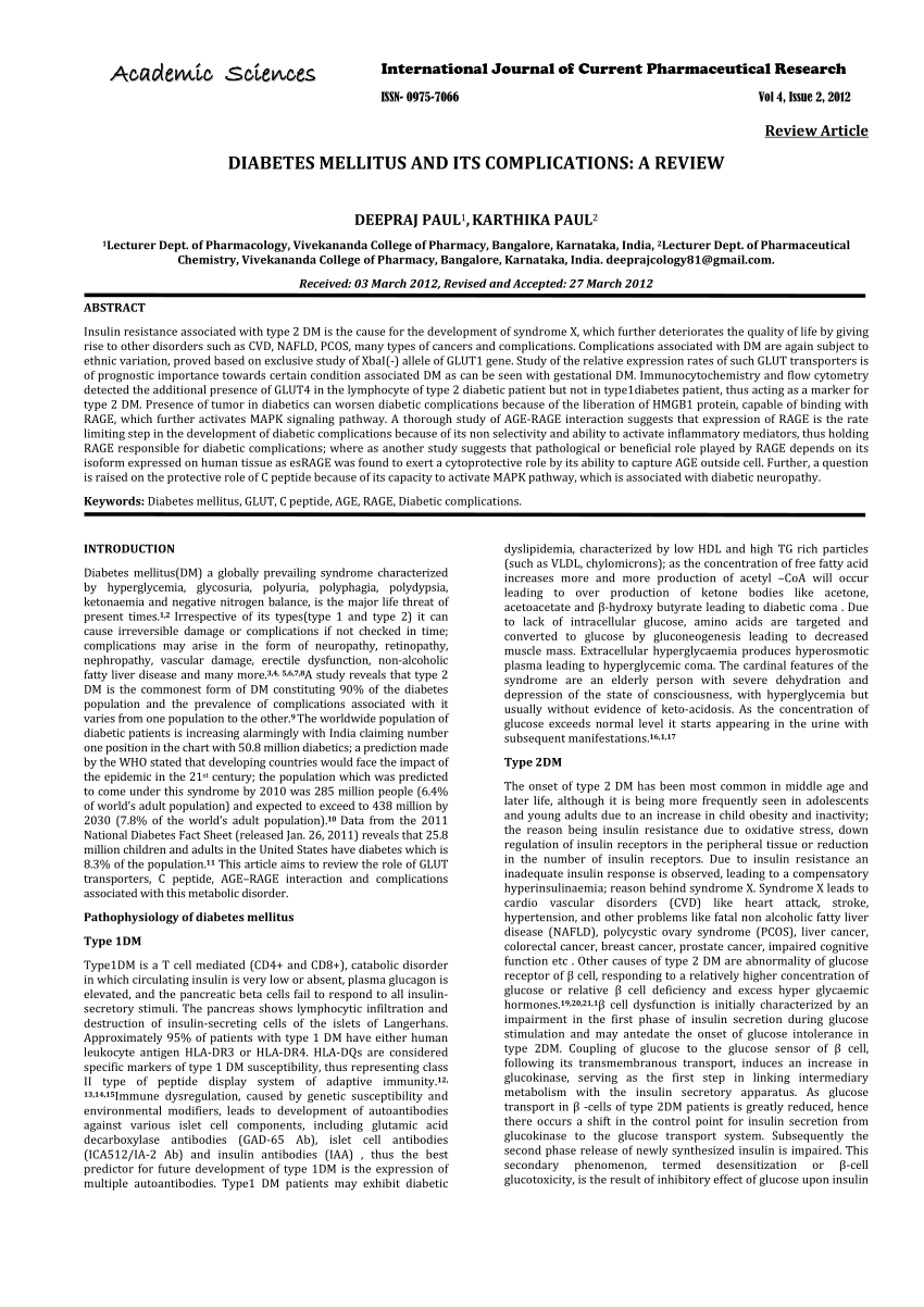 diabetes research paper pdf)