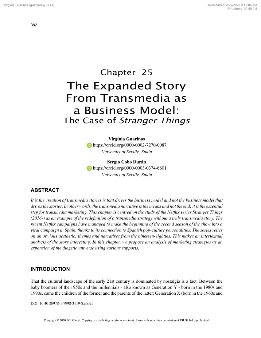 Pdf The Expanded Story From Transmedia As A Business Model The Case Of Stranger Things