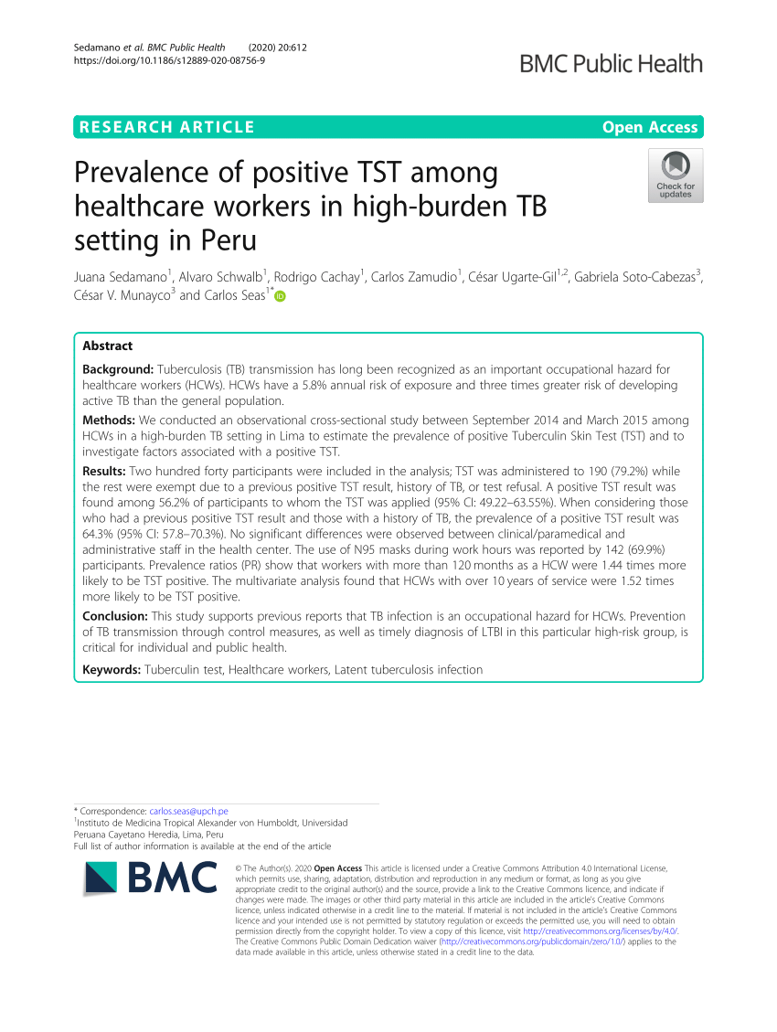 (PDF) Prevalence of positive TST among healthcare workers in high
