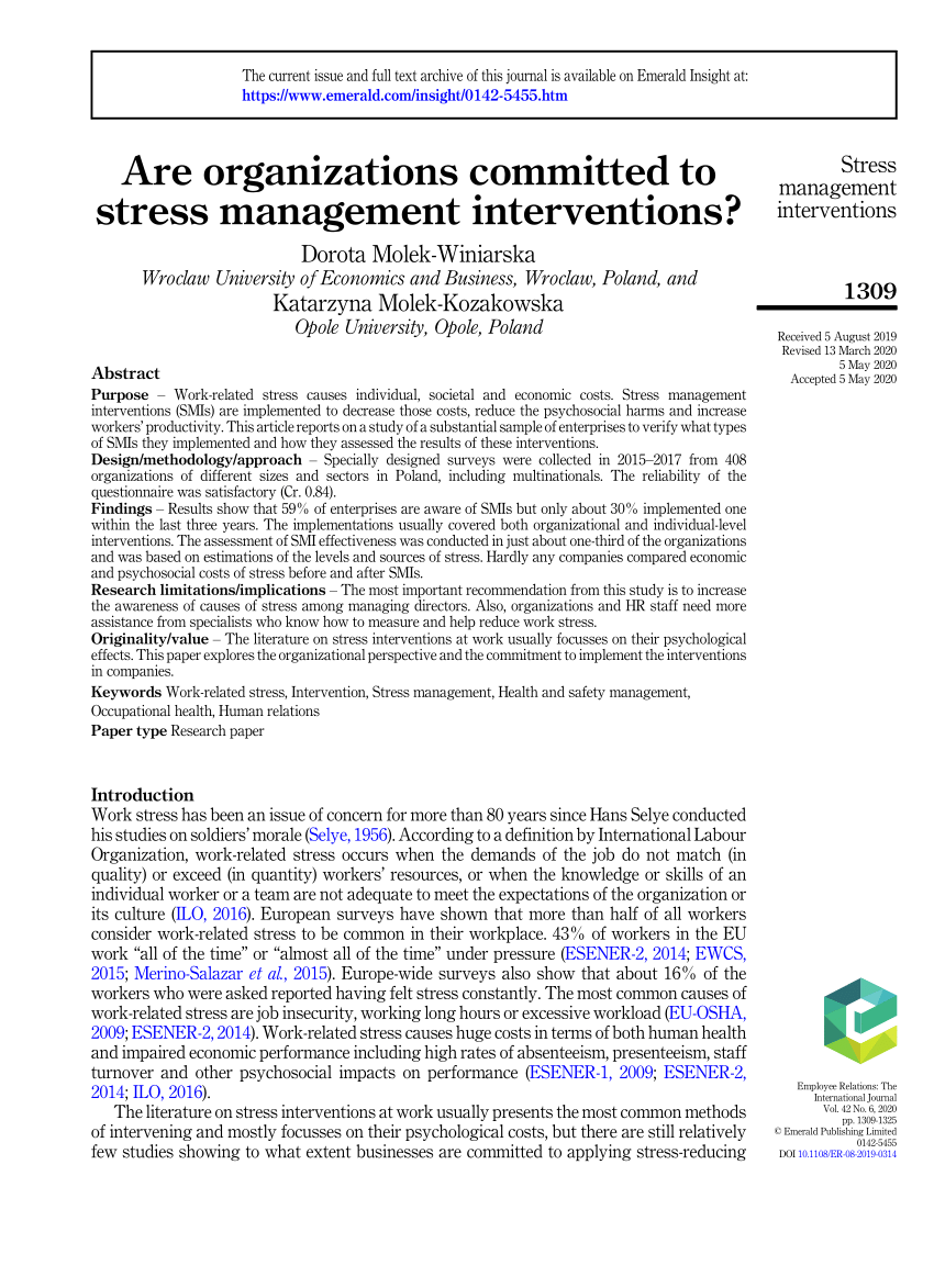 PDF) Are organizations committed to stress management interventions?