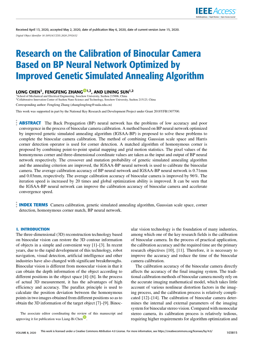 PDF) Research on the Calibration of Binocular Camera Based on BP ...