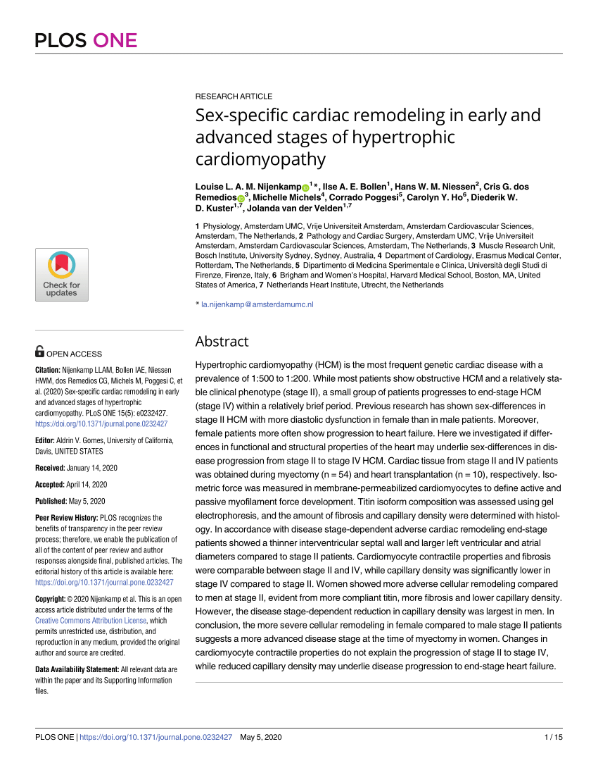 Pdf Sex Specific Cardiac Remodeling In Early And Advanced Stages Of Hypertrophic Cardiomyopathy 2972