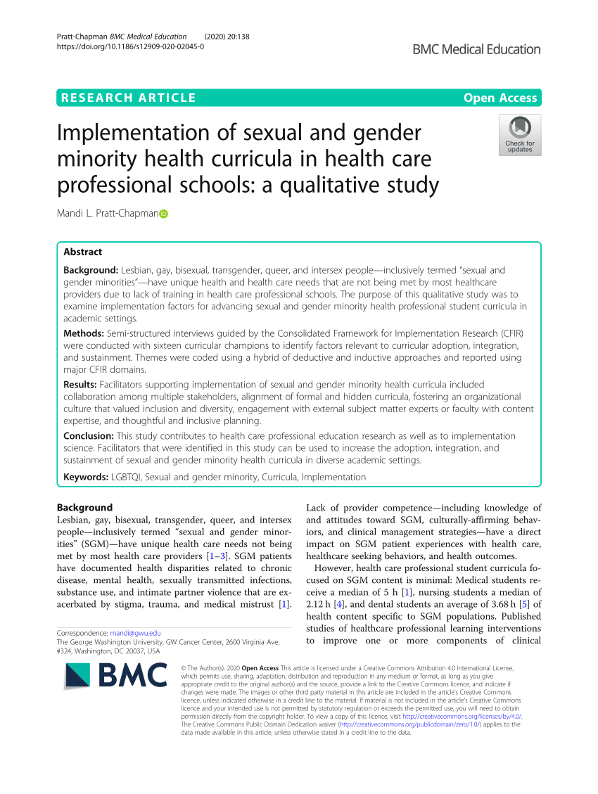 PDF Implementation of sexual and gender minority health curricula