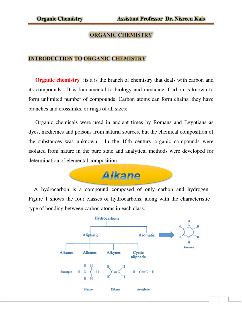 organic chemistry definition essay