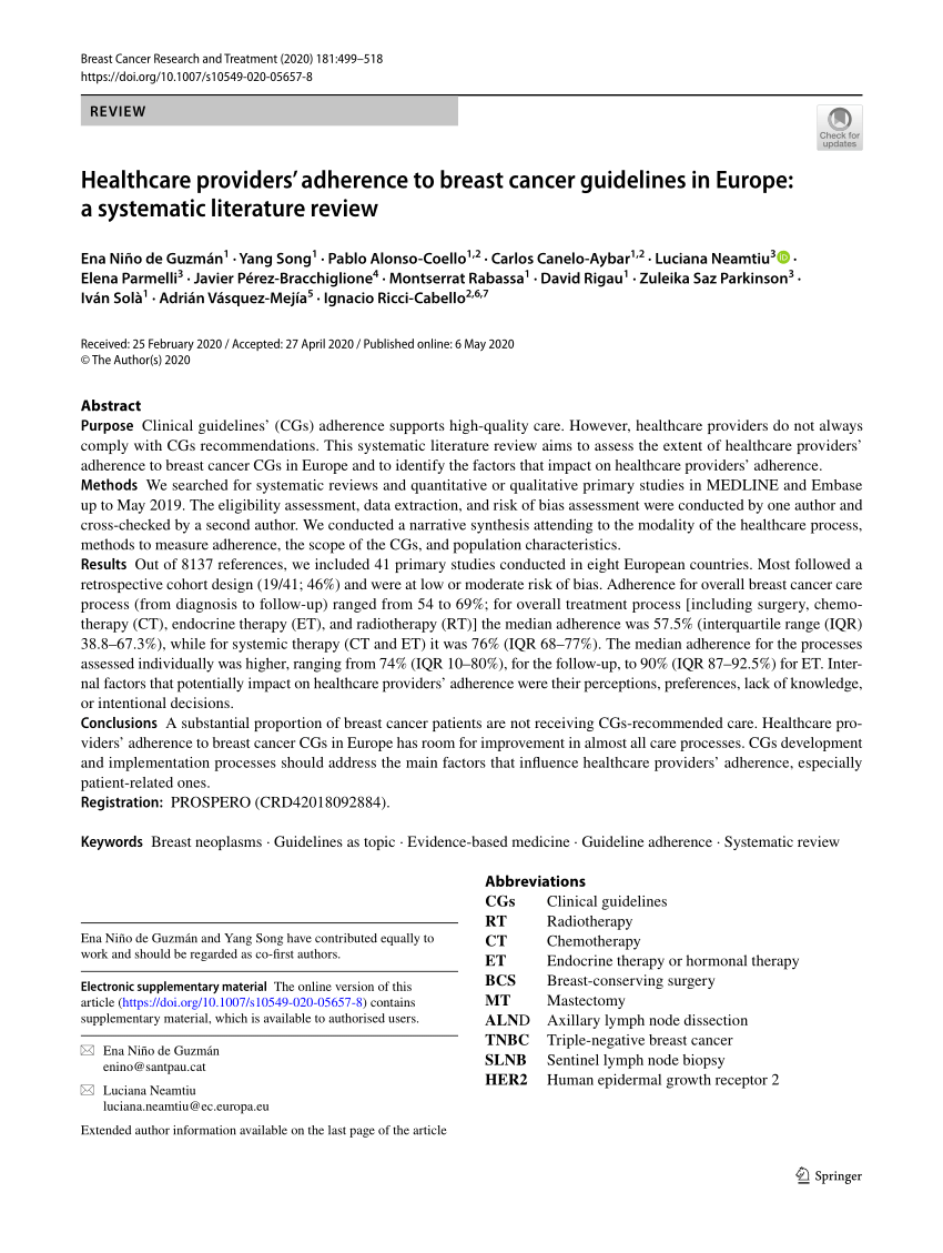 literature review in breast cancer