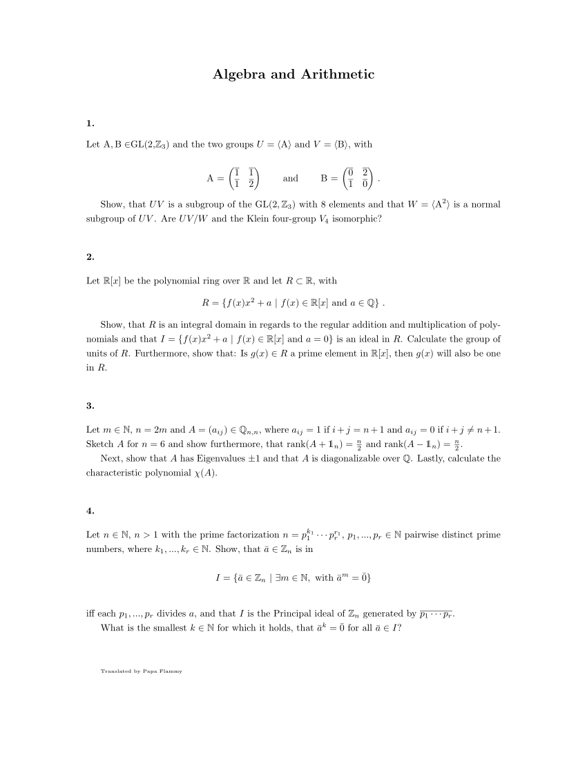 Pdf Algebra And Arithmetic