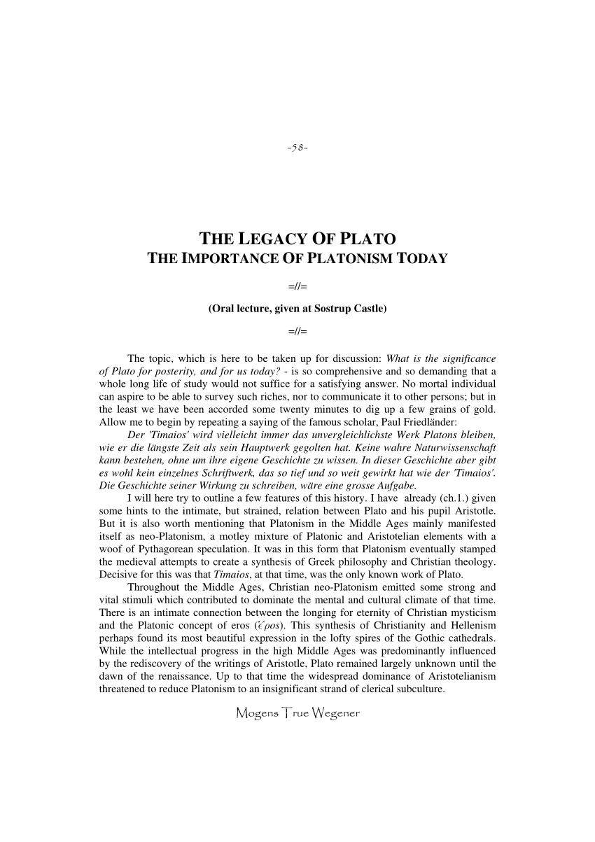 Pdf The Legacy Of Plato