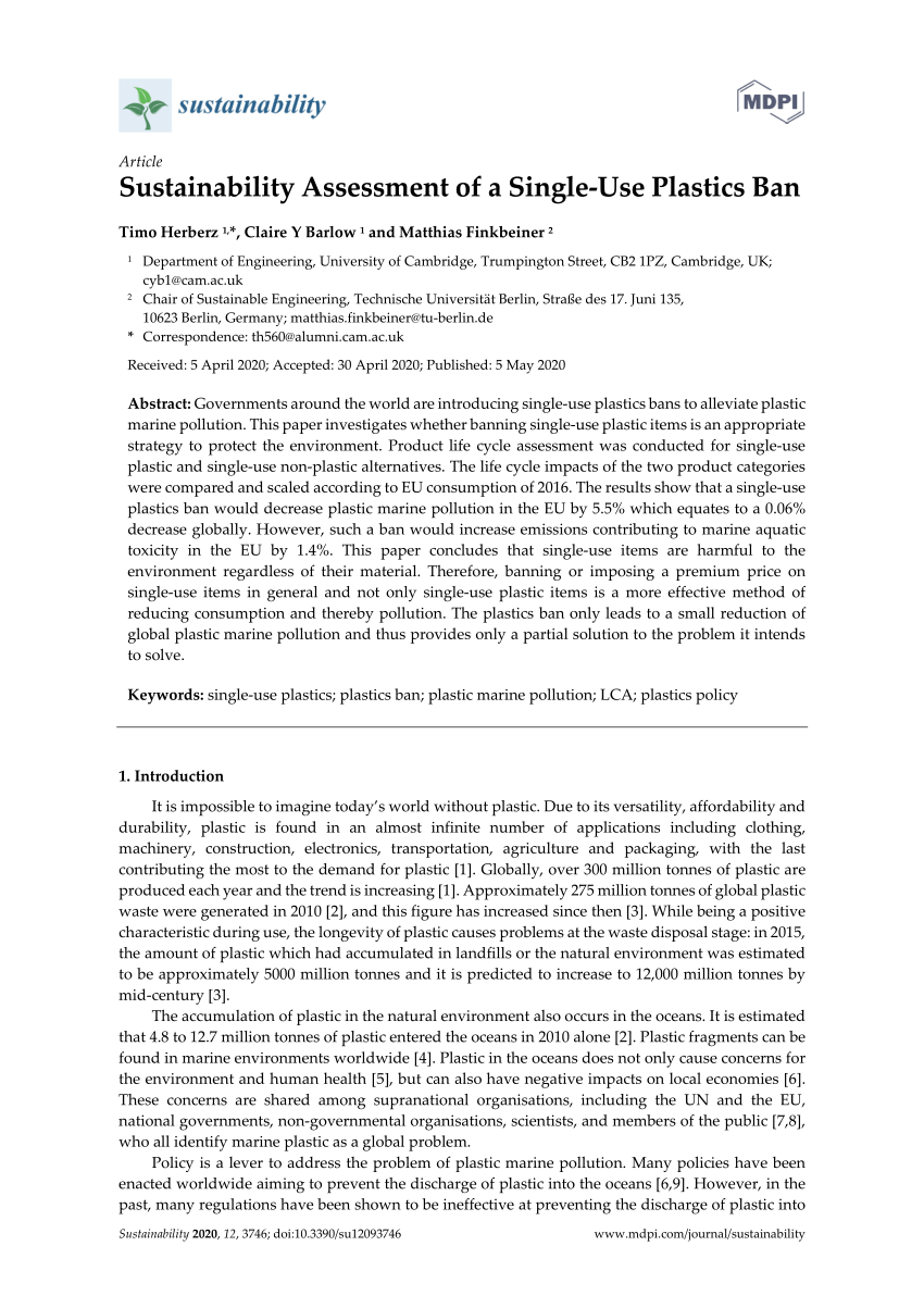research paper on single use plastic