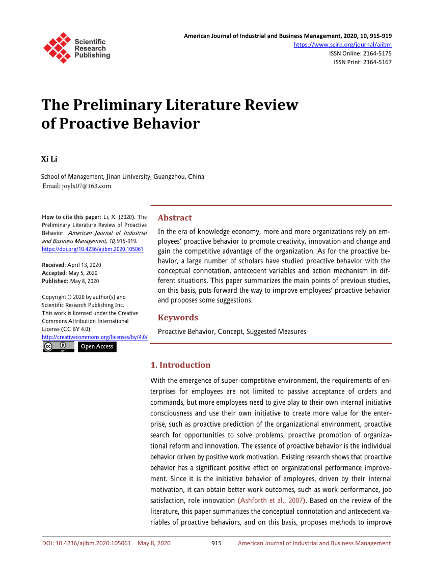 concept preliminary literature review example