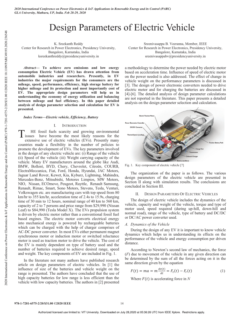 (PDF) Design Parameters of Electric Vehicle