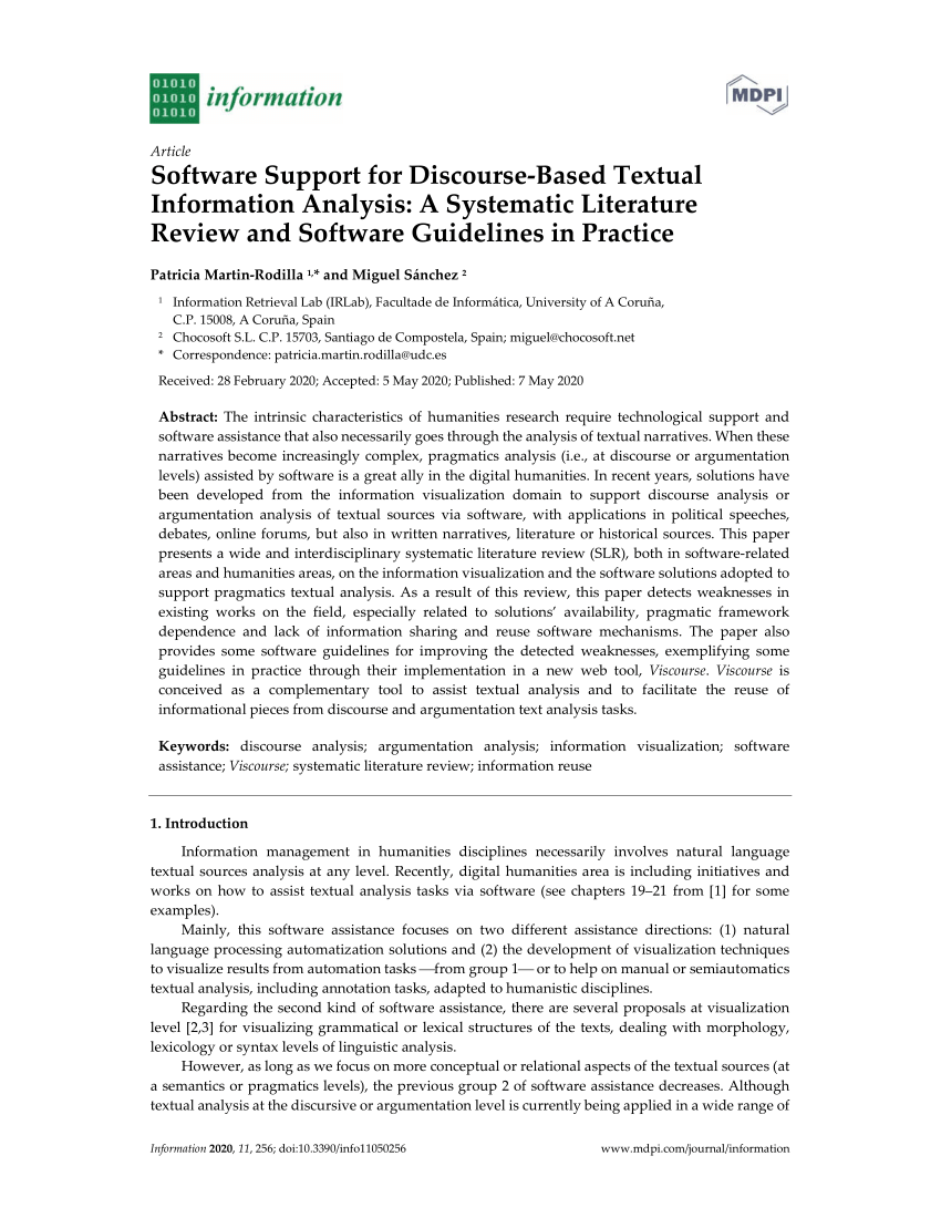 Pdf Software Support For Discourse Based Textual Information Analysis A Systematic Literature Review And Software Guidelines In Practice