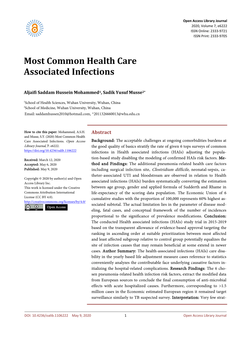 research paper on healthcare associated infections