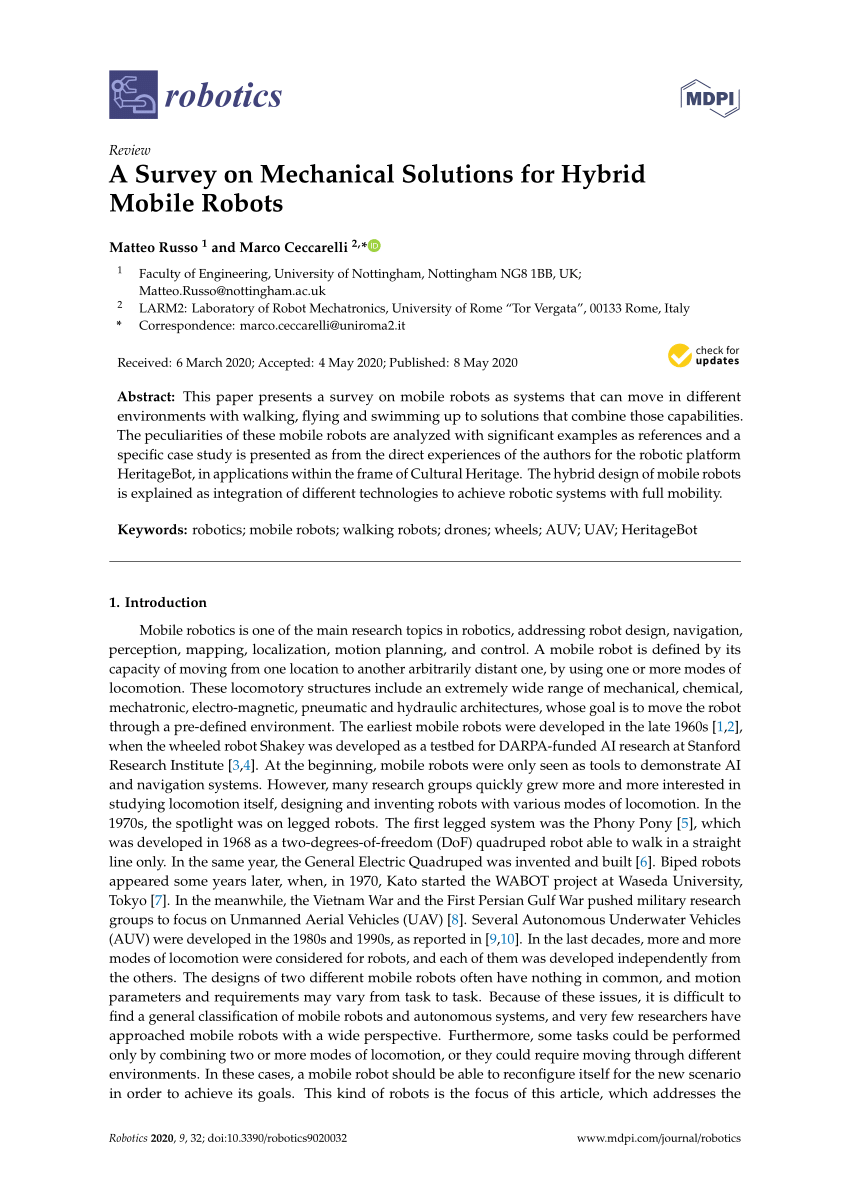 PDF) A Survey on Mechanical Solutions for Hybrid Mobile Robots
