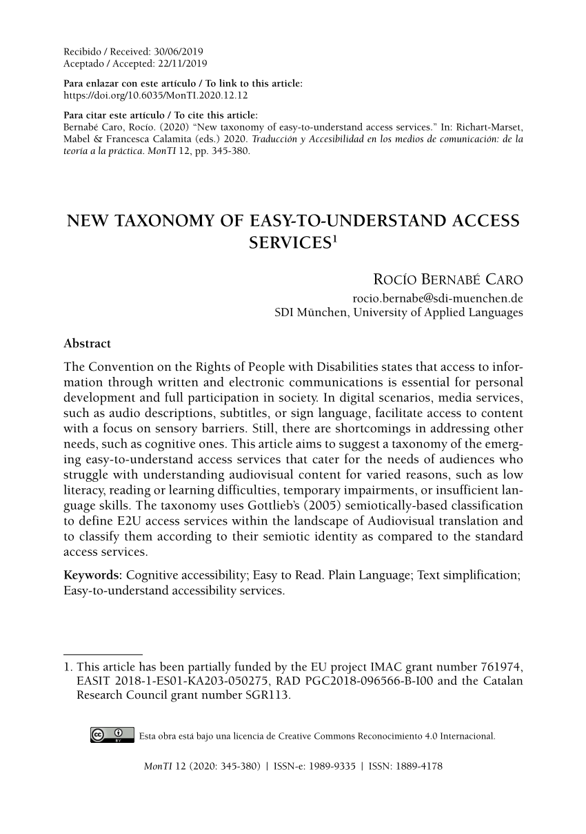 Pdf New Taxonomy Of Easy To Understand Access Services