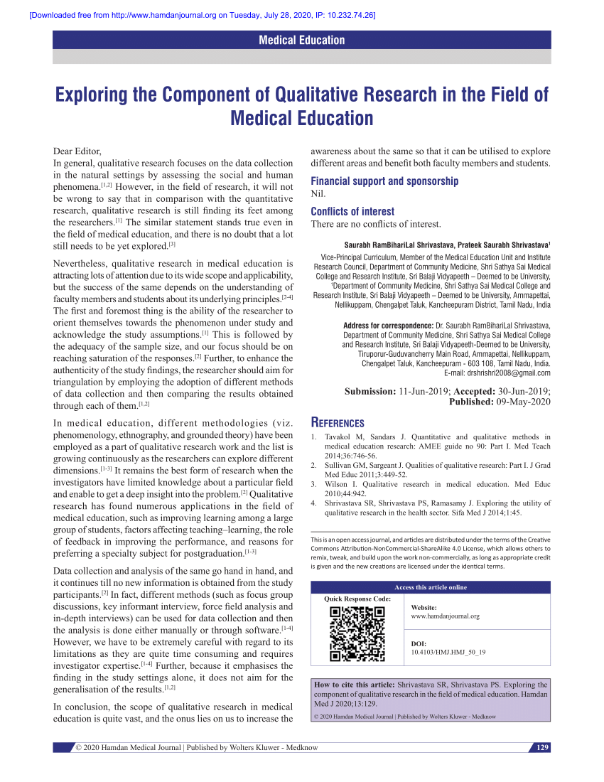 choosing a qualitative research approach. journal of graduate medical education