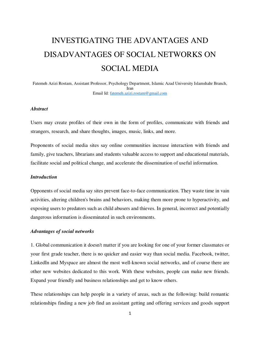 advantages of social media research paper