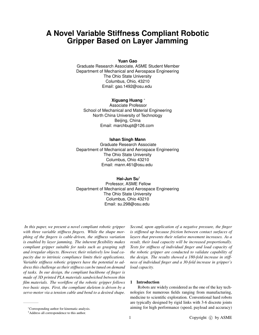 The final design constrains gripper travel using a pair of bearing