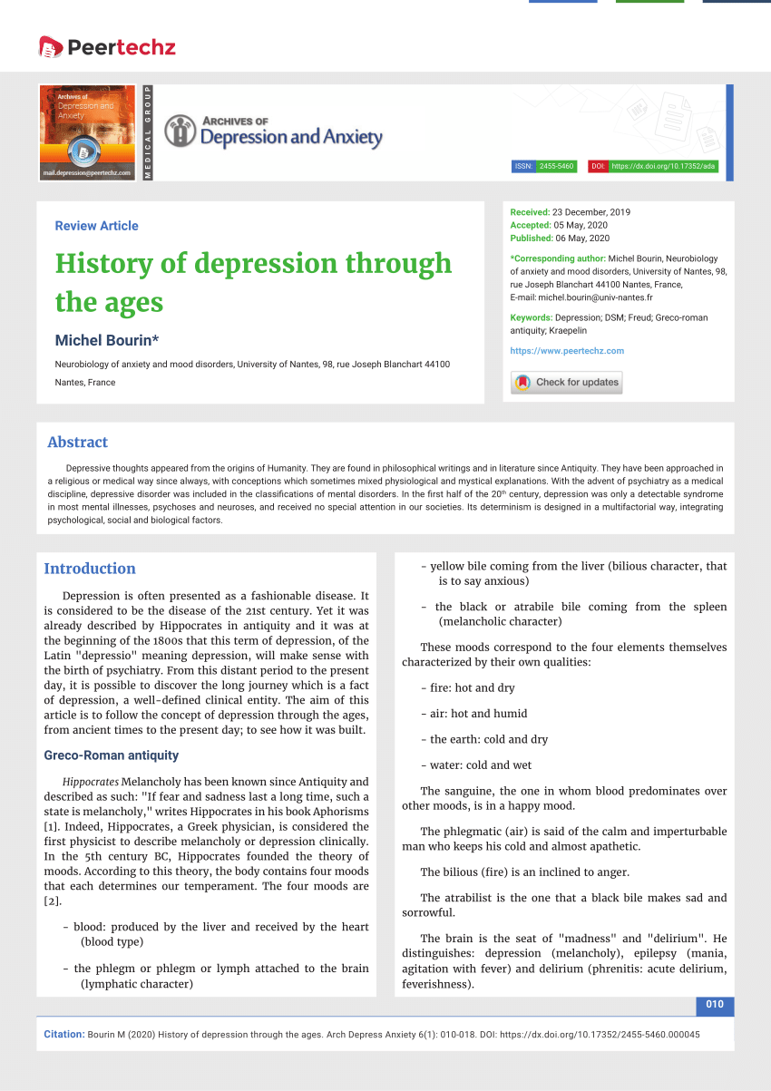 history of depression research