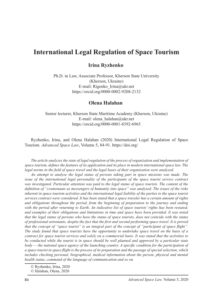 space tourism legal issues
