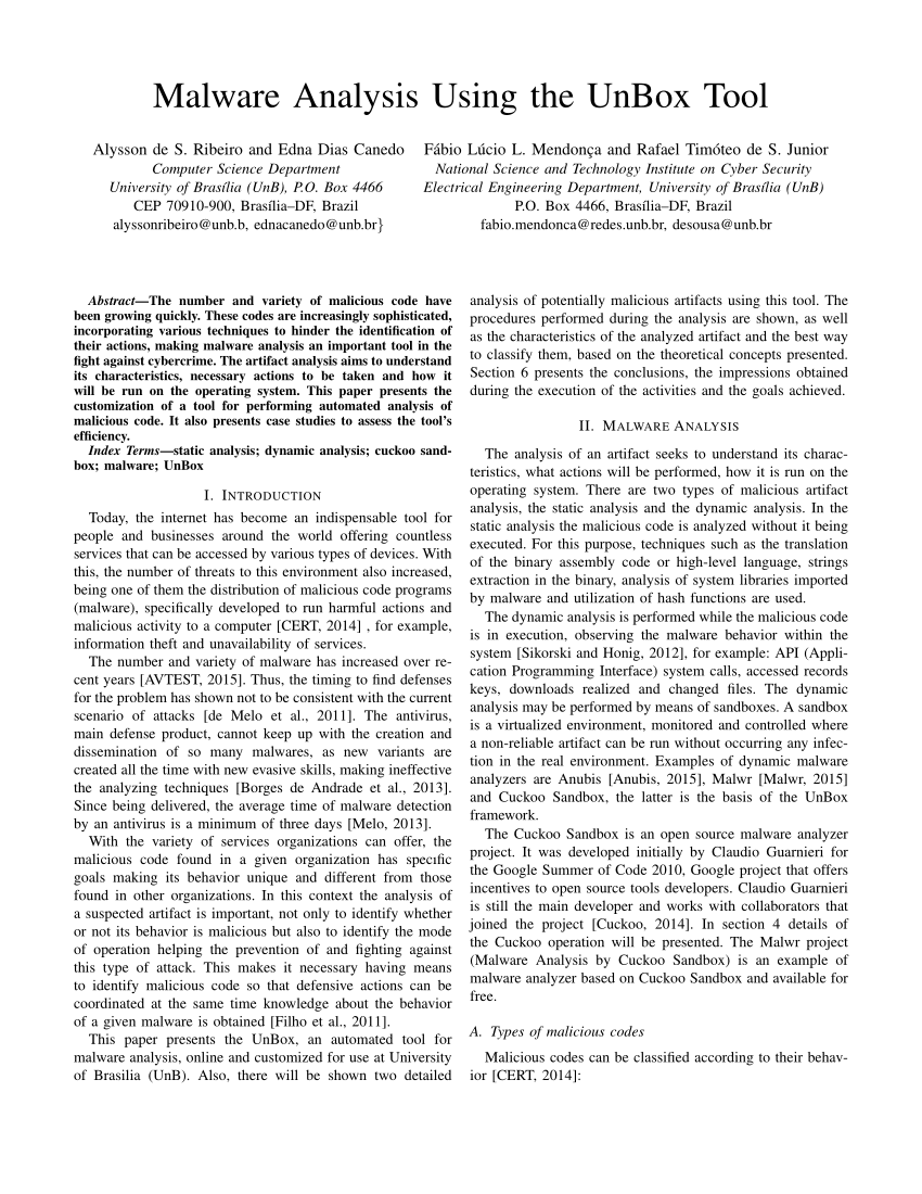 Pdf Malware Analysis Using The Unbox Tool 8170
