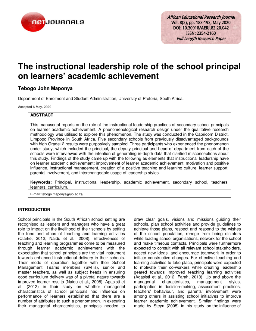 instructional leadership research papers