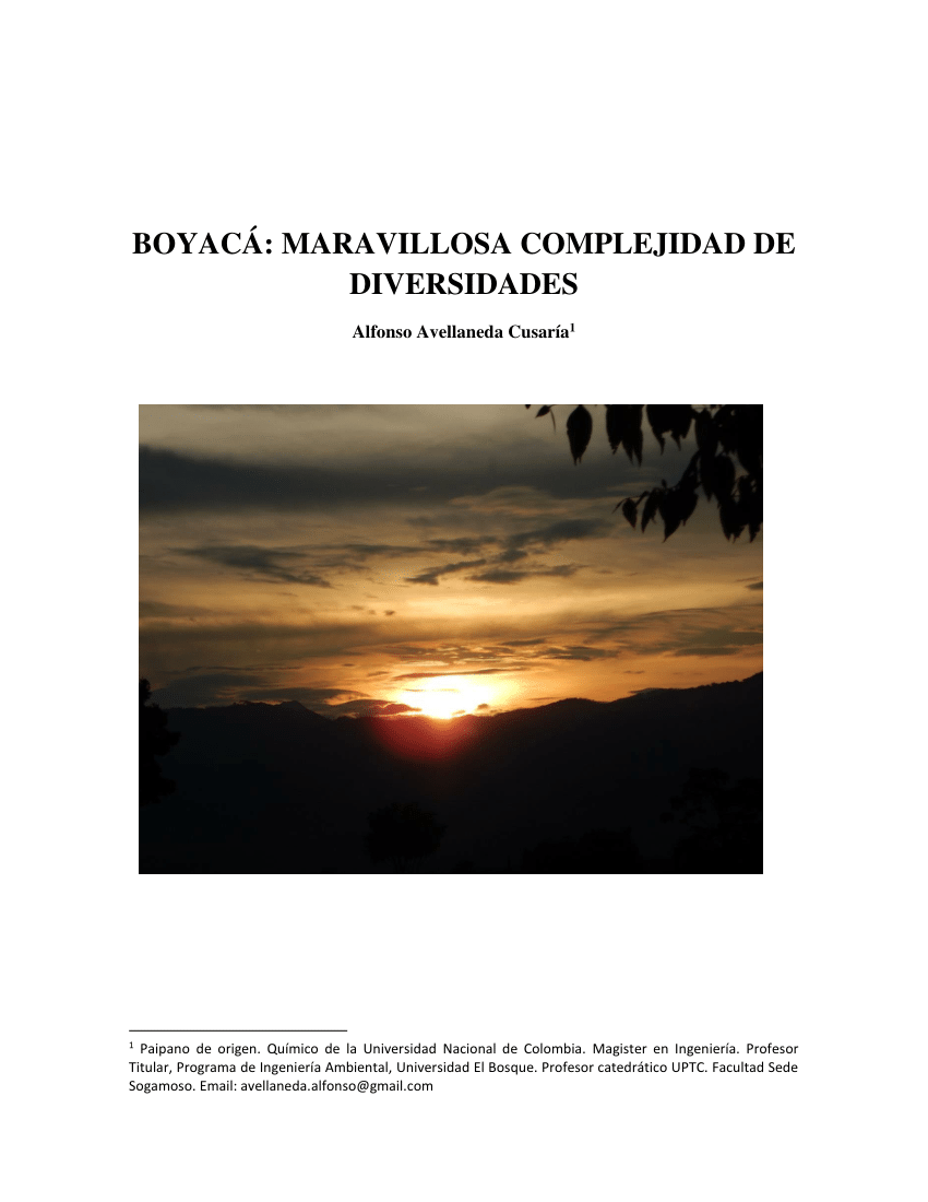 PDF) BOYACÁ: MARAVILLOSA COMPLEJIDAD DE DIVERSIDADES