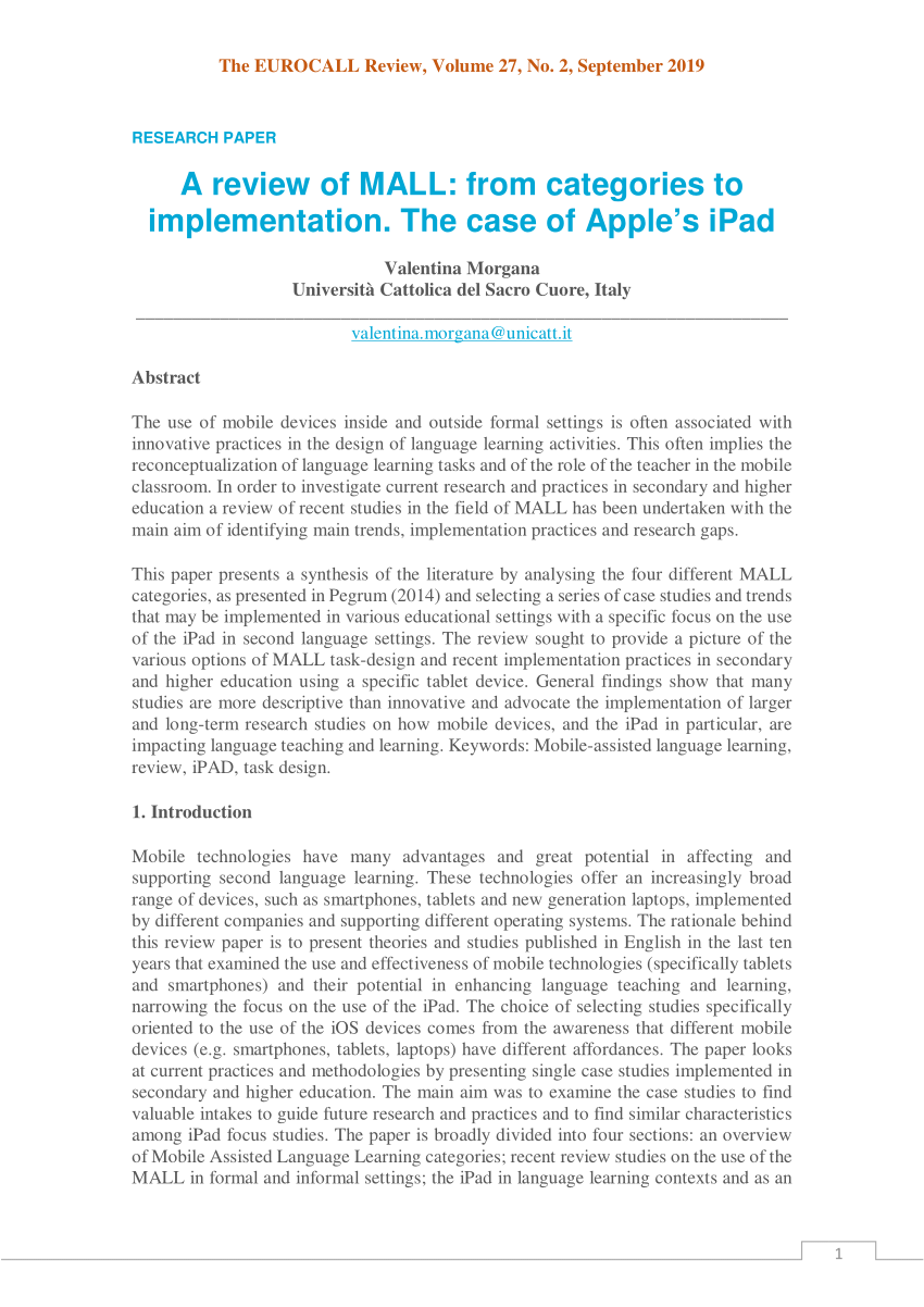 Pdf A Review Of Mall From Categories To Implementation The Case Of Apple S Ipad