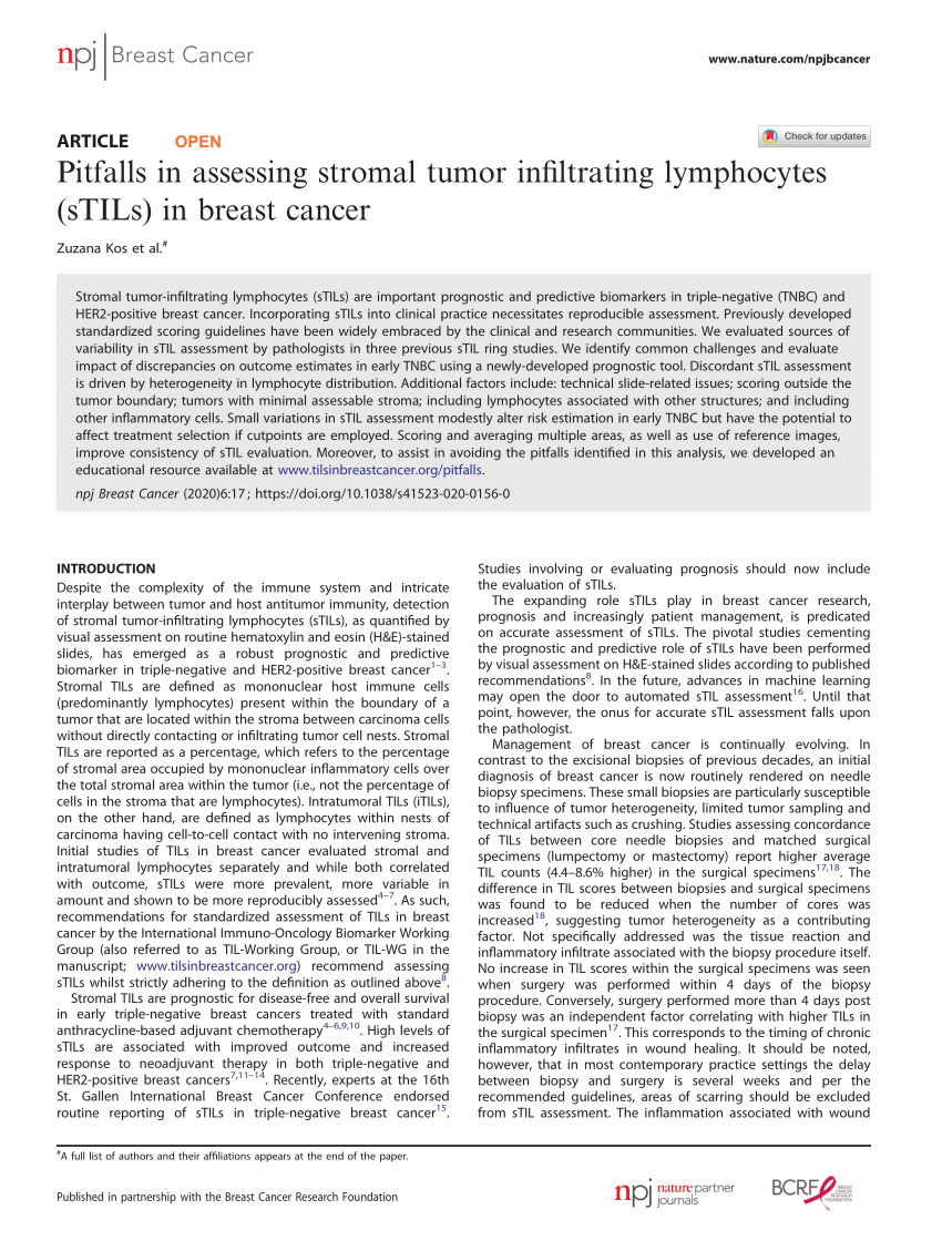 PDF) Pitfalls in assessing stromal tumor infiltrating lymphocytes ...