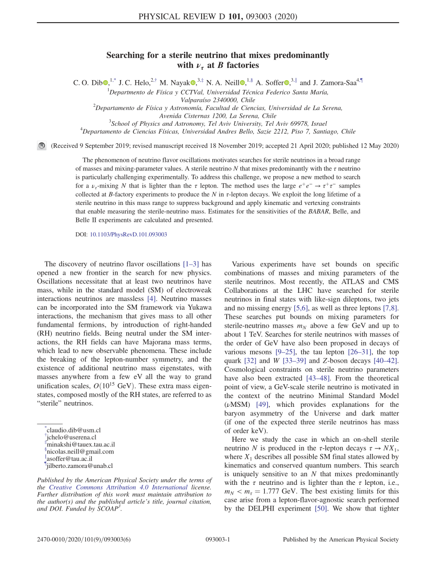 Pdf Searching For A Sterile Neutrino That Mixes Predominantly With N T At B Factories