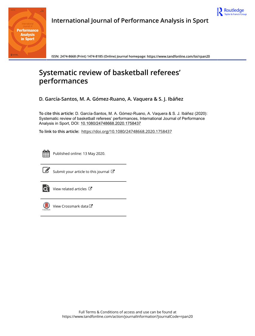 Pdf Systematic Review Of Basketball Referees Performances