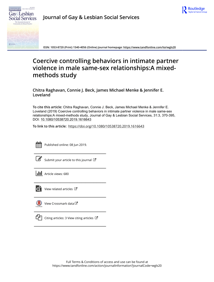 PDF) Coercive controlling behaviors in intimate partner violence in male  same-sex relationships:A mixed-methods study