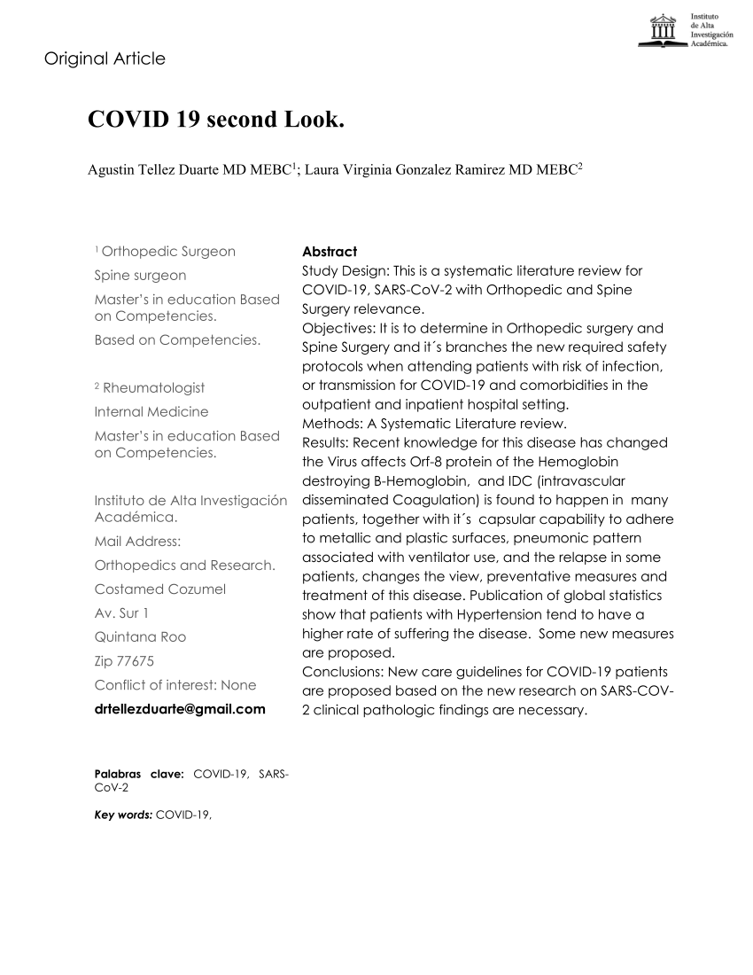 PDF) COVID 19 B Second Look