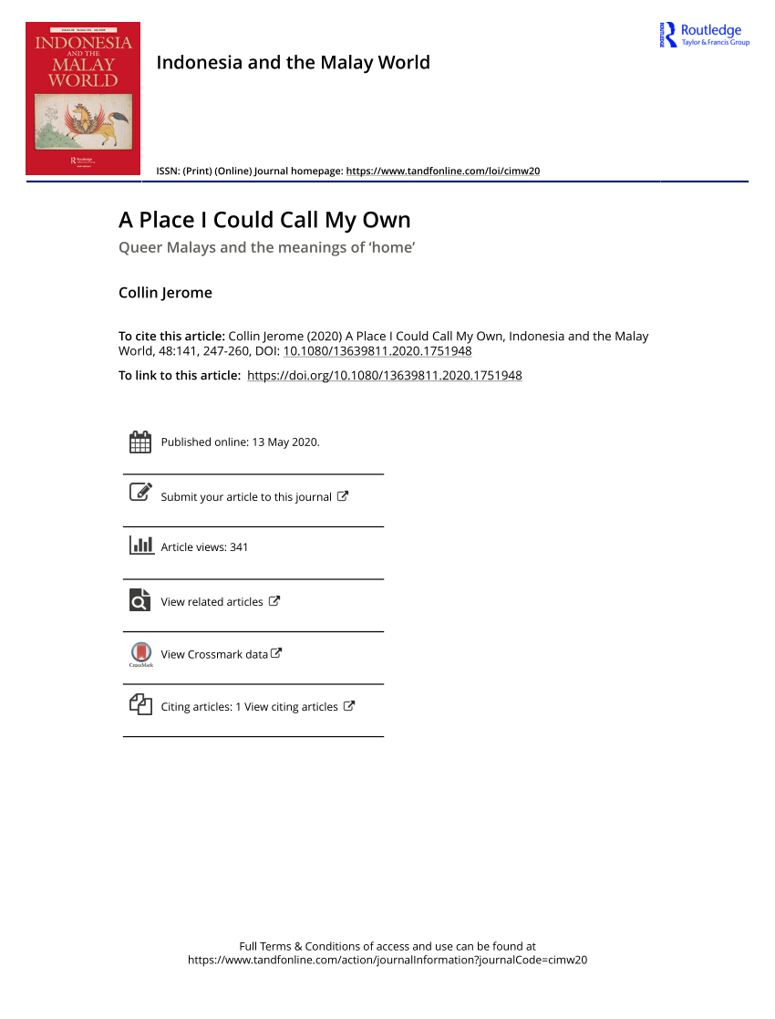 PDF A Place I Could Call My Own Queer Malays and the meanings of  