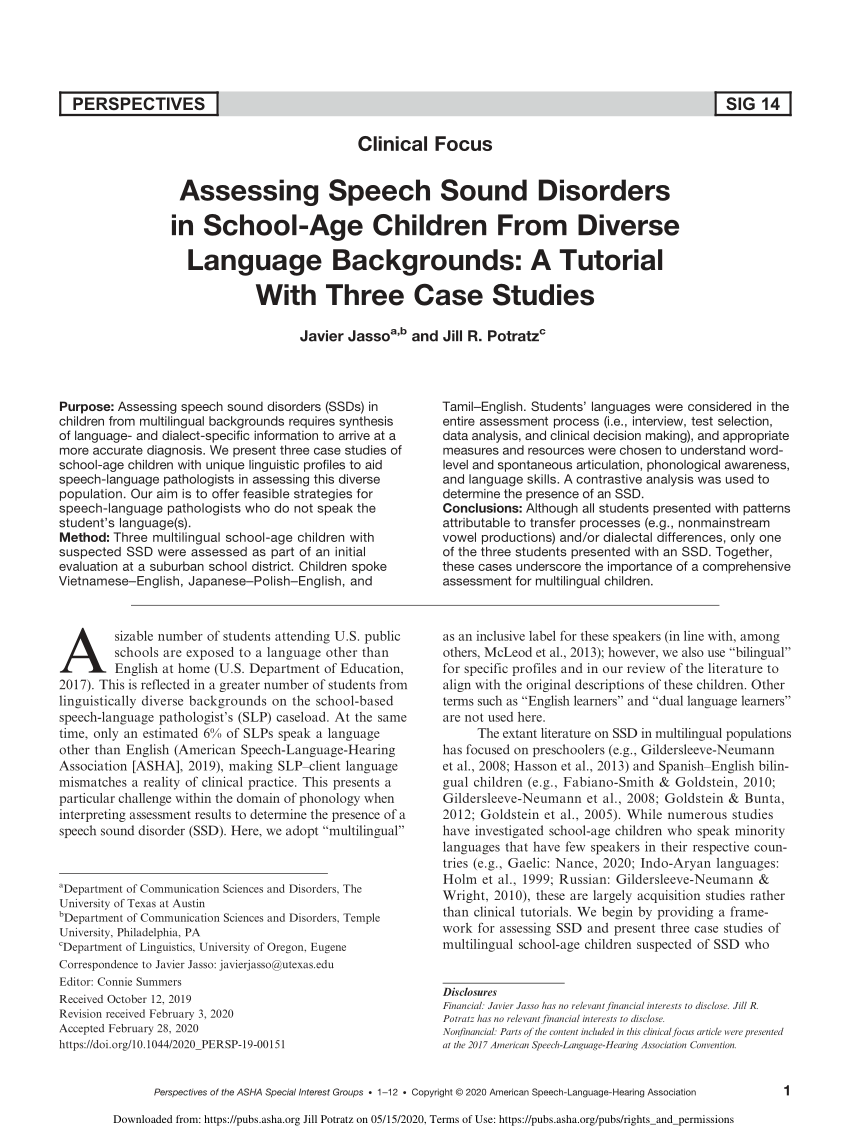 case study speech sound disorder