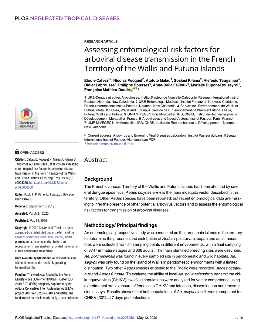 PDF) Assessing entomological risk factors for arboviral disease ...