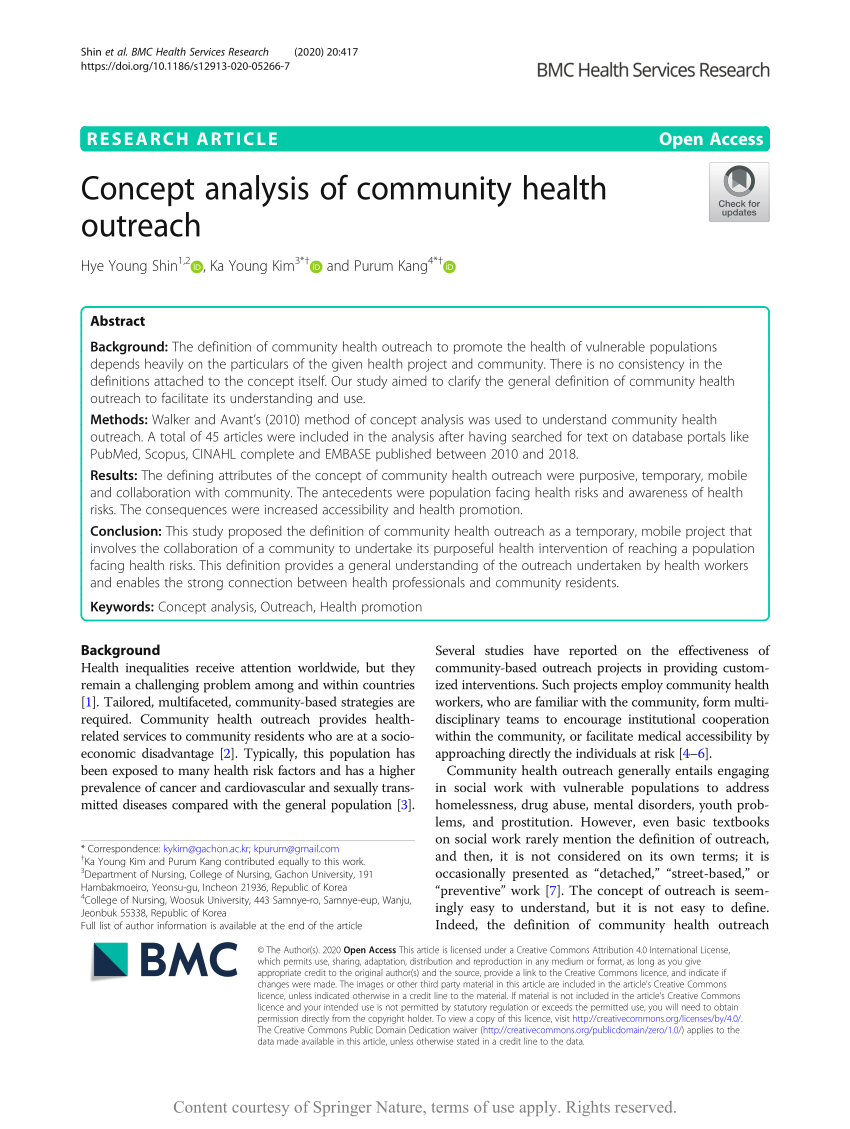 PDF) Concept analysis of community health outreach