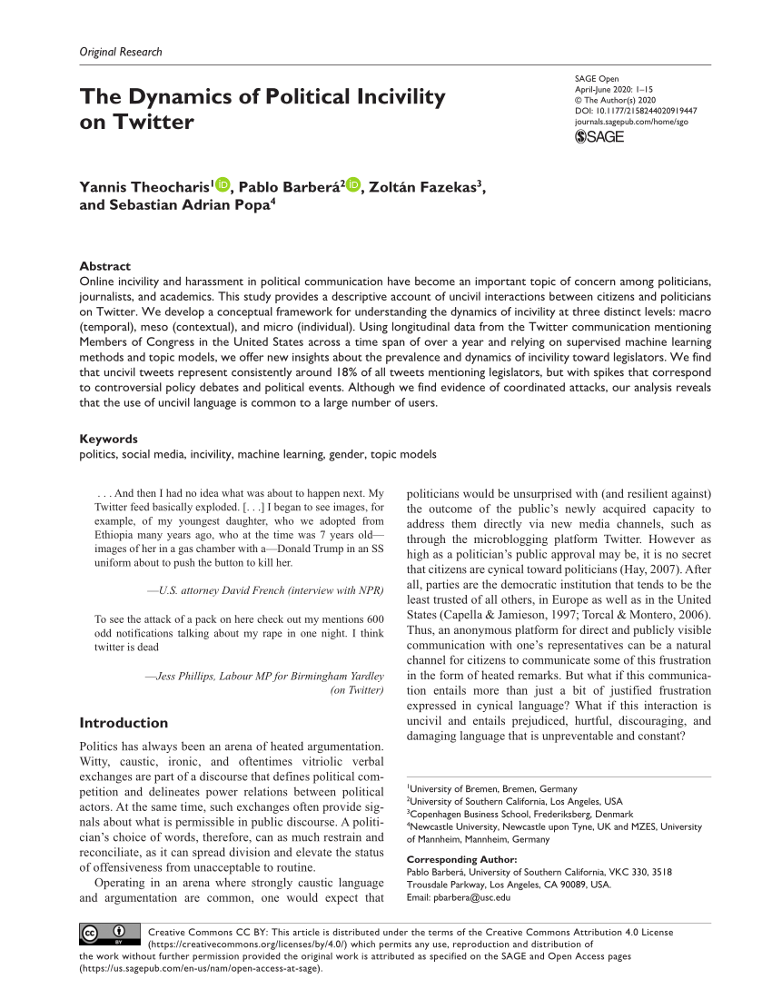 PDF) The Dynamics of Political Incivility on Twitter