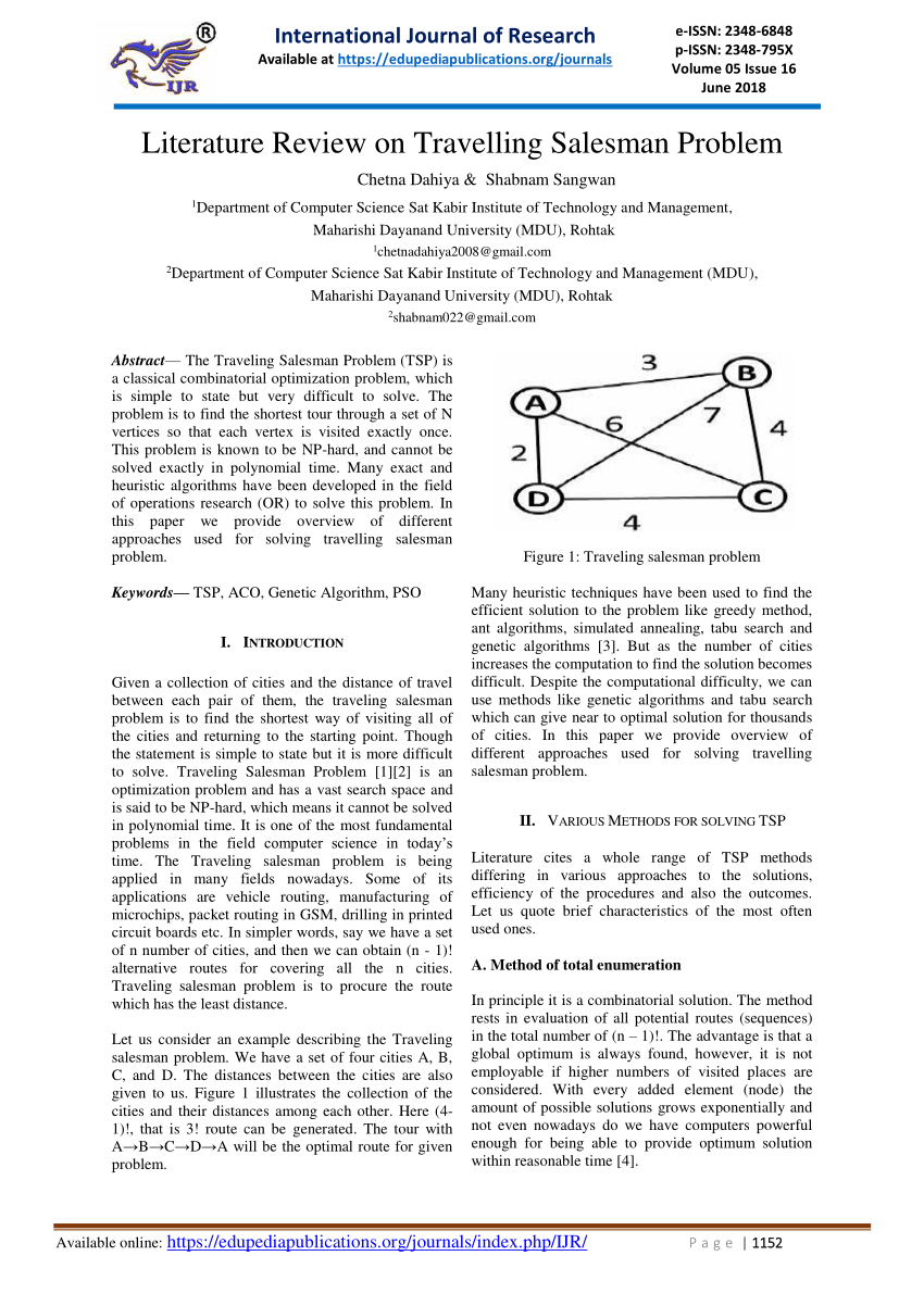 travelling salesman problem research paper