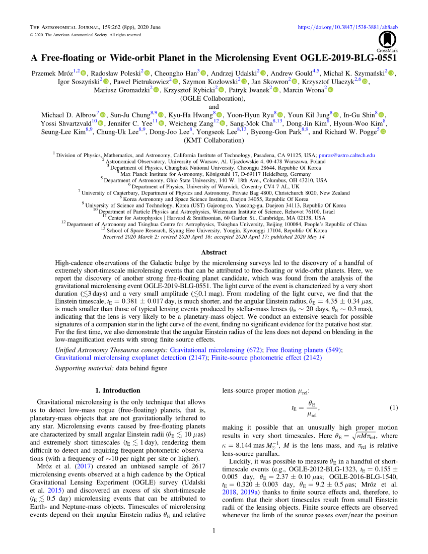 (PDF) A Freefloating or Wideorbit in the Microlensing Event