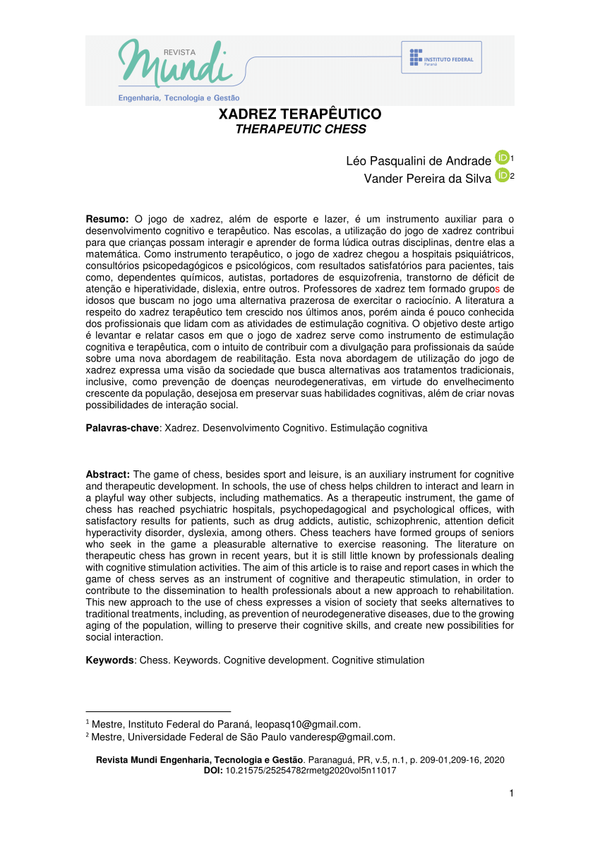 PDF) DESENVOLVIMENTO DE UM JOGO DE TABULEIRO COM CARACTERÍSTICAS DO XADREZ  DEVELOPMENT OF A BOARD GAME WITH CHESS CHARACTERISTICS