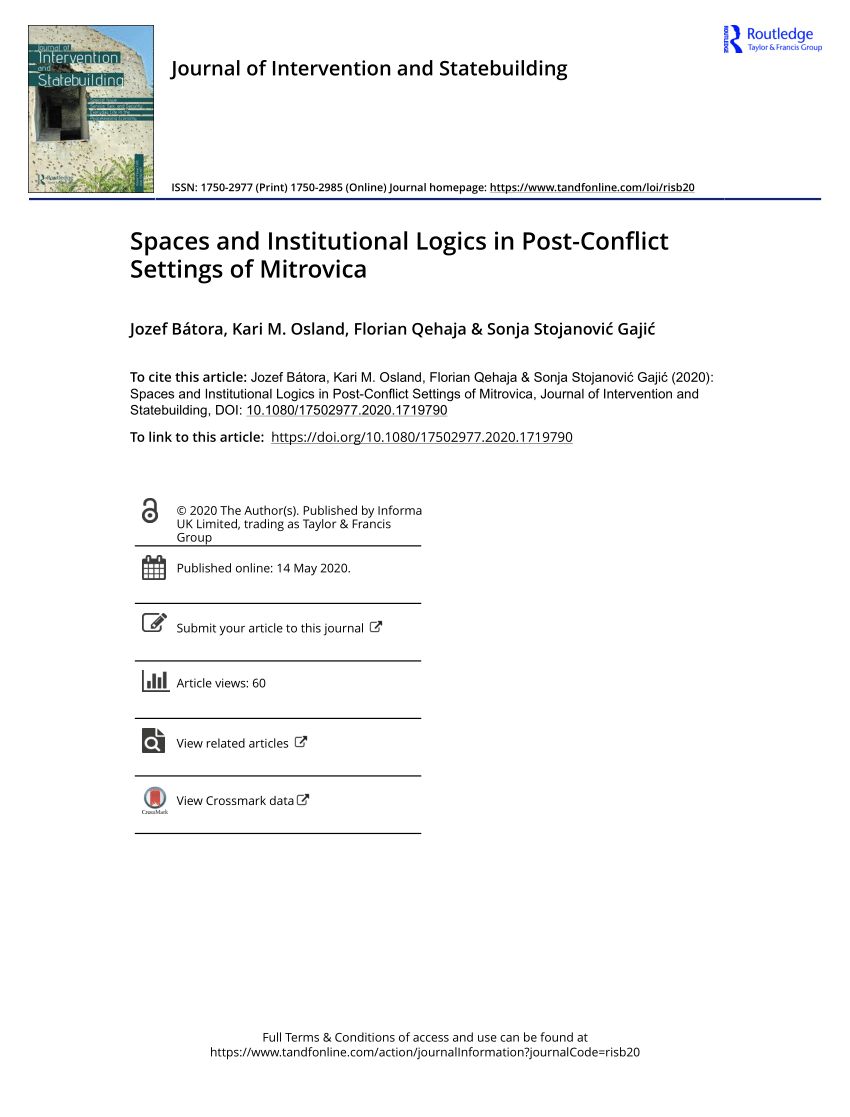 PDF) Spaces and Institutional Logics in Post-Conflict Settings of