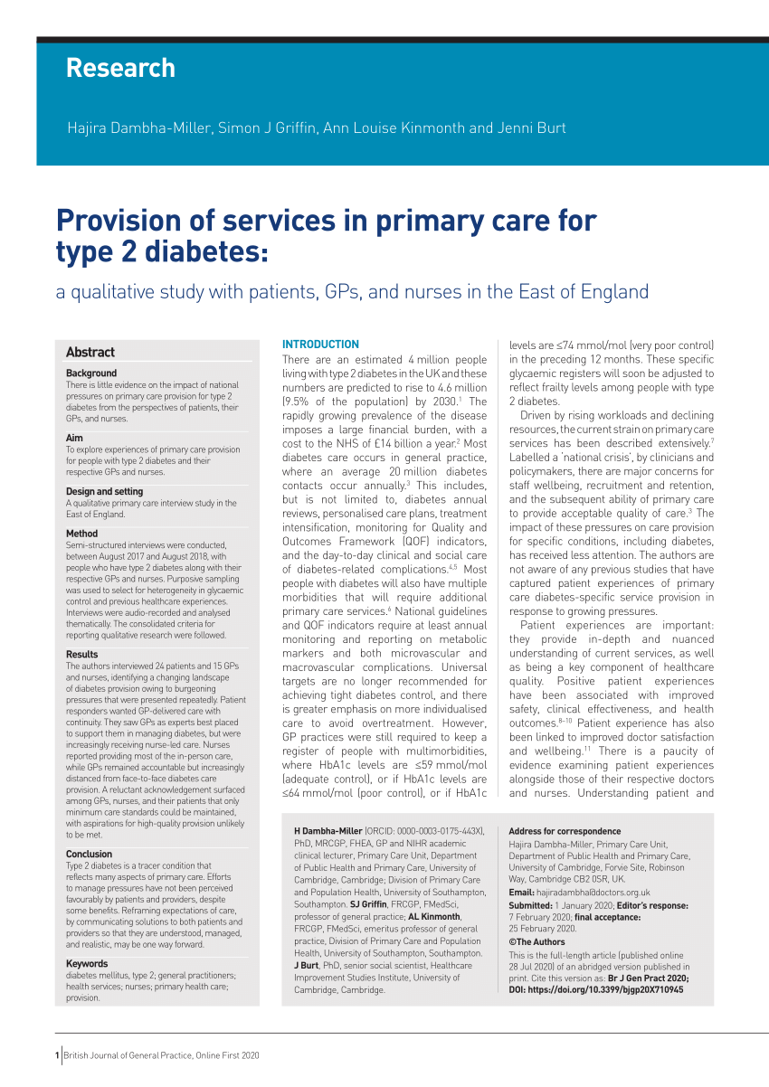 diabetes and primary care journal