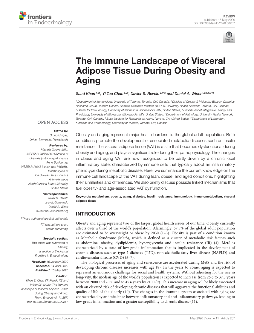 Pdf The Immune Landscape Of Visceral Adipose Tissue During Obesity And Aging